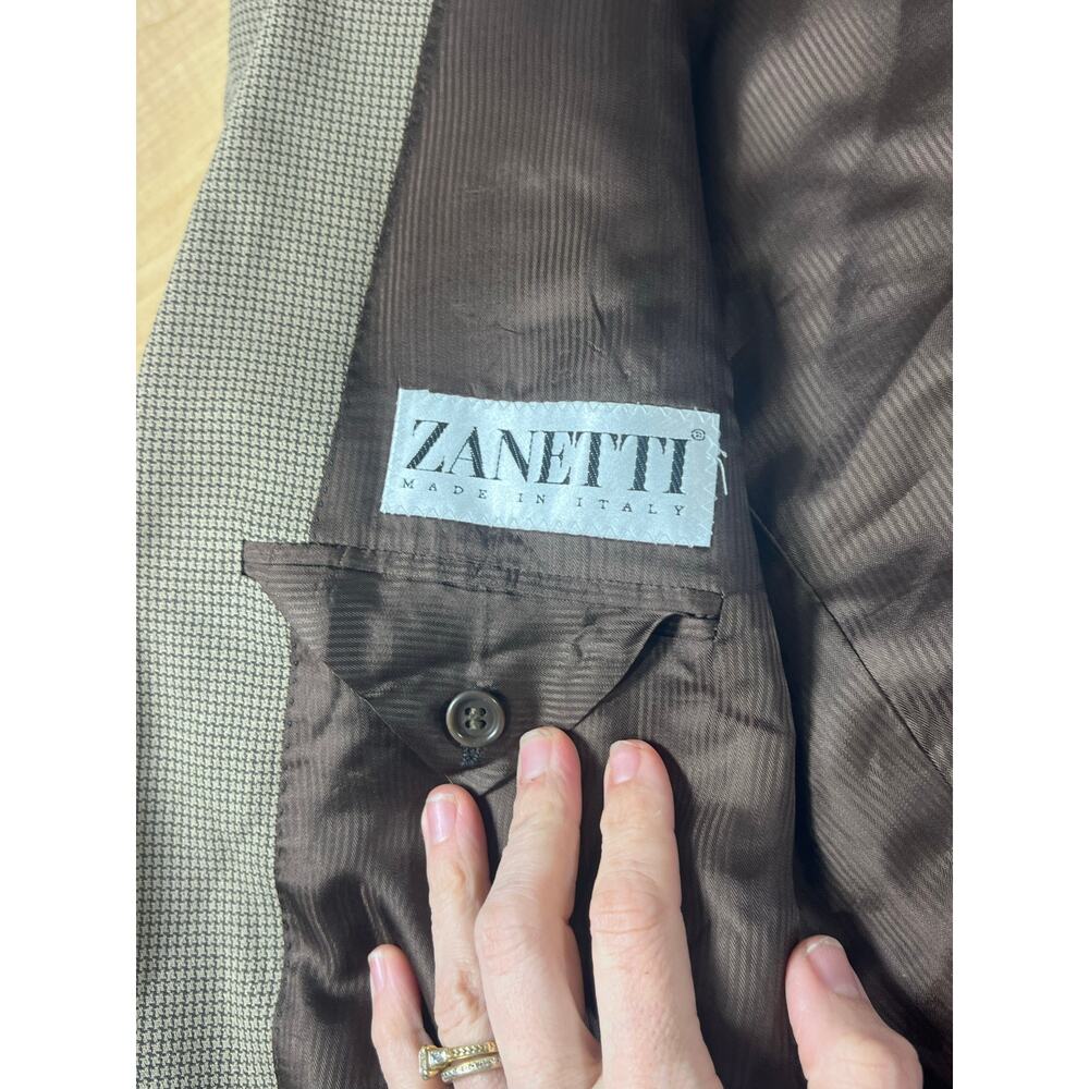 Zanetti Italian Blazer Merino Wool Vintage Mens Size 50 R Houndstooth Pattern - Picture 8 of 10